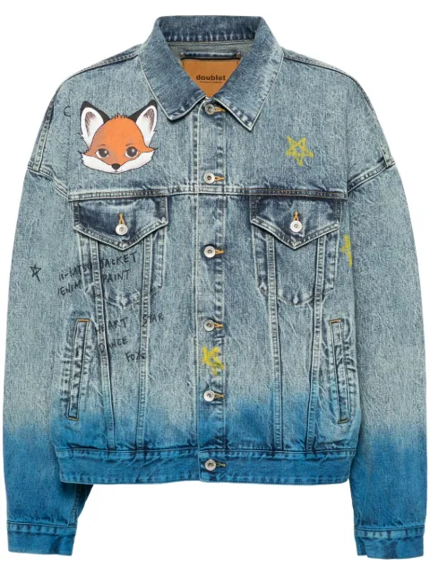 Doublet anime hand-printing denim jacket Blue 25SS06BL208