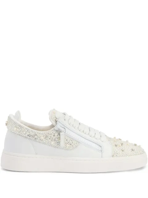 Giuseppe Zanotti Frankie crystal-encrusted double-zip low-top sneakers White RM50029002