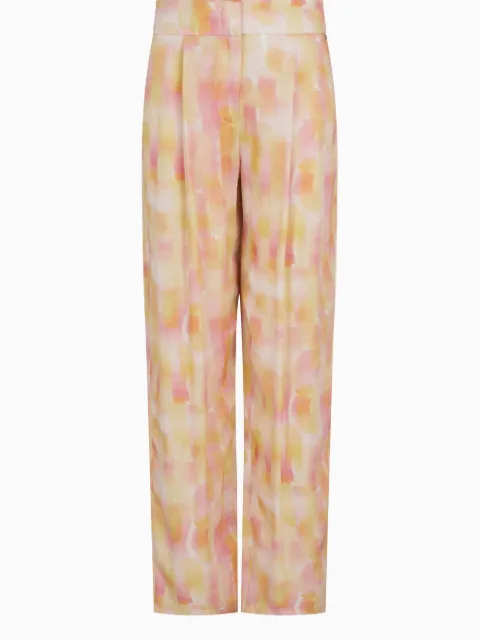 Armani Exchange abstract-print pleated trousers Orange XW000487AF12743