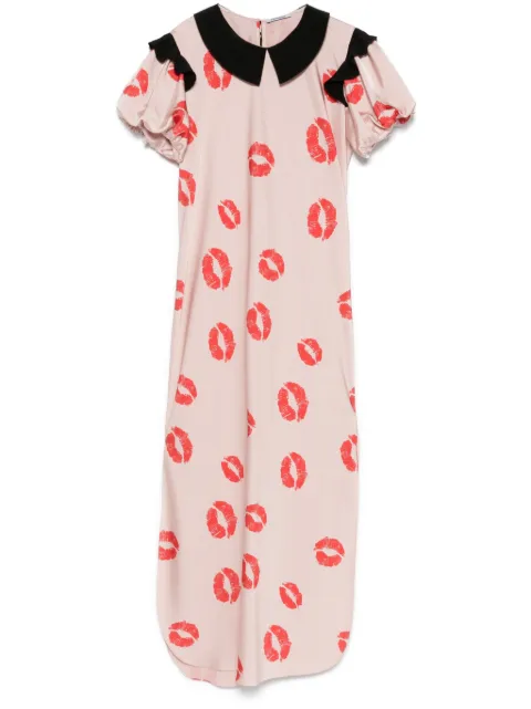 Parlor kiss-print midi dress Pink 2025FF26