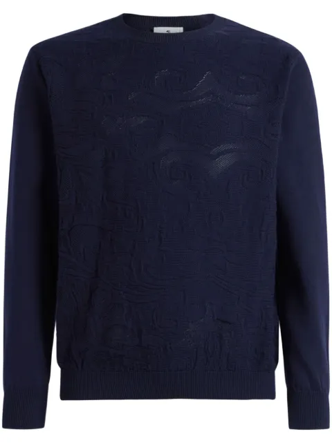 ETRO textured cotton sweater Blue MRKF0003AE232