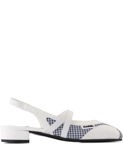 Carel Paris 20mm sling back checked flat pumps White 33272612