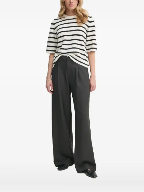 Gestuz striped puff-sleeve knit T-shirt White 10909814