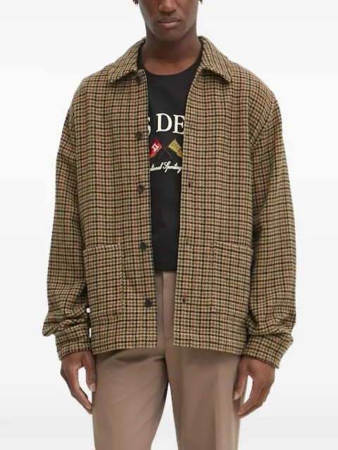 Les Deux houndstooth wool shirt Brown LDM640121