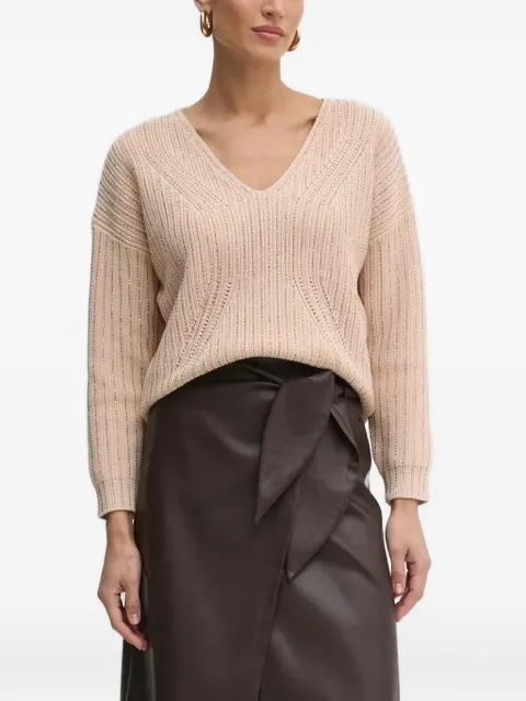GUESS USA crystal-embellishment v-neck sweater Neutrals W5RR03Z3K70