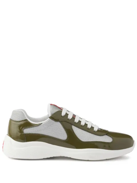 Prada patent leather and technical fabric America's cup sneakers Green 4E3400FG000ASZ