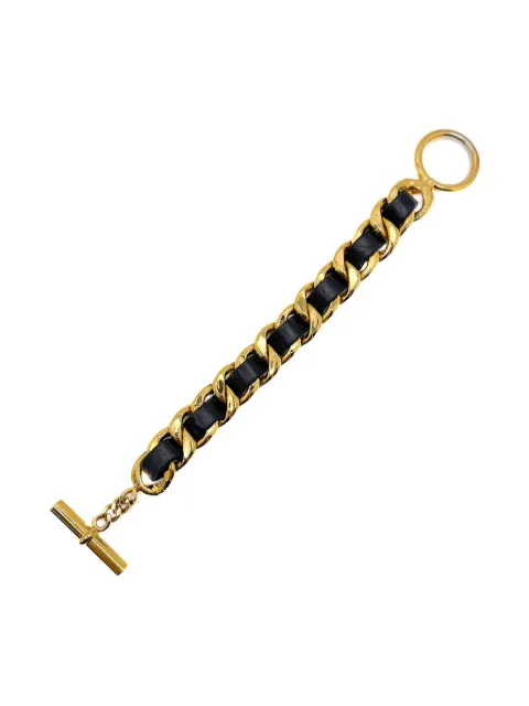CHANEL Pre-Owned 1980s leather chain bracelet Gold CHANELLTHRCHAINBLT