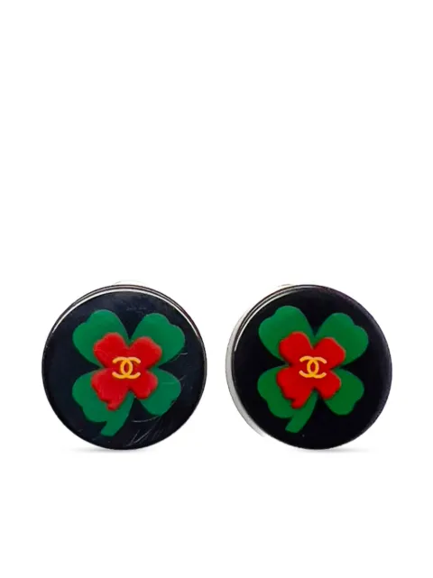 CHANEL Pre-Owned 2004s Lucky Shamrock clip-on earrings Silver CHANELSHMRCKERGS