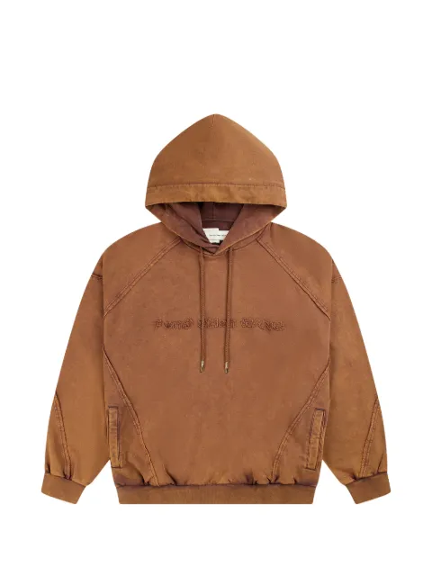 Feng Chen Wang washed-effect logo-embroidered hoodie Brown FUF18HD05