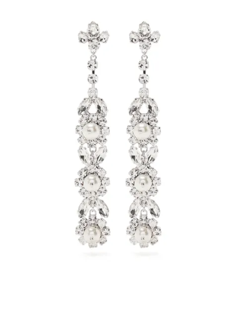 Simone Rocha long victorian pearl & crystal drip earrings Silver ERG5290906PEARLCRYSTAL