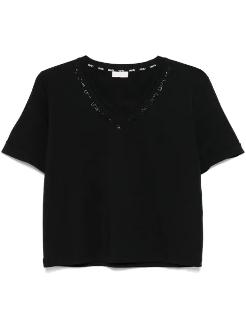 LIU JO crystal-embellished logo T-shirt Black TA5175JS923