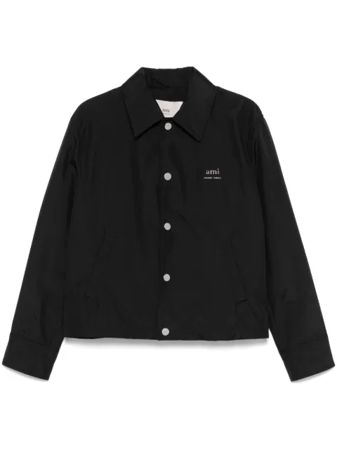 AMI Paris logo-lettering shirt jacket Black UJK252PA0028