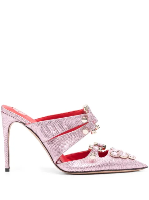 HARDOT 105mm snakeskin-effect mules Pink HNSYDM10P