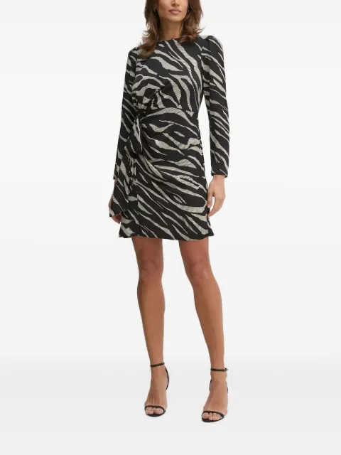 DKNY zebra-print puff-sleeve mini dress Black DD4J6D35