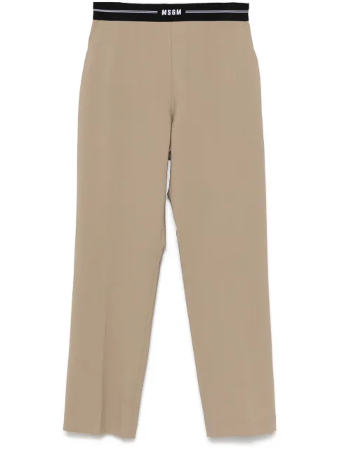 MSGM logo-waistband trousers Neutrals 3841MDP13257127