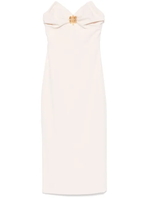 Elisabetta Franchi macro-bow crepe midi dress Neutrals AB76951E2