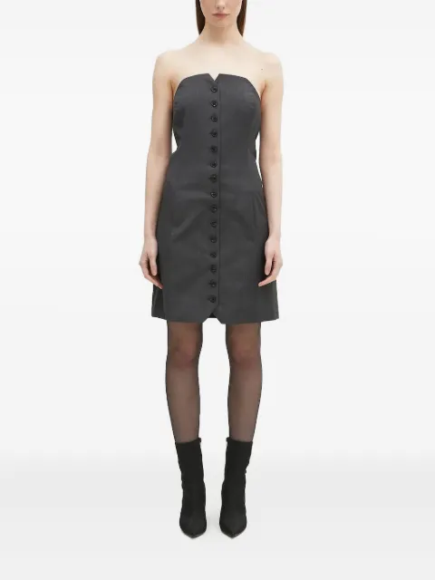 SAMSOE SAMSOE strapless button-front mini dress Grey F24400132