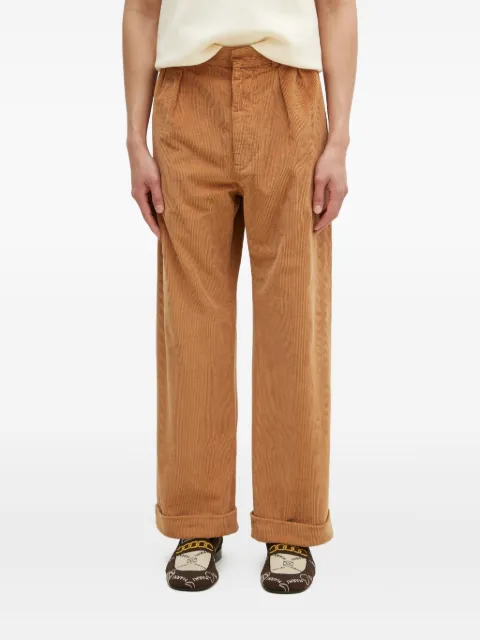 Wood Wood cuffed-hem corduroy trousers Brown 124350125088