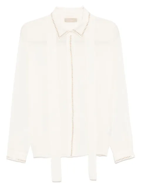 Elie Saab stud-embellished silk shirt White SH082ER25SI001
