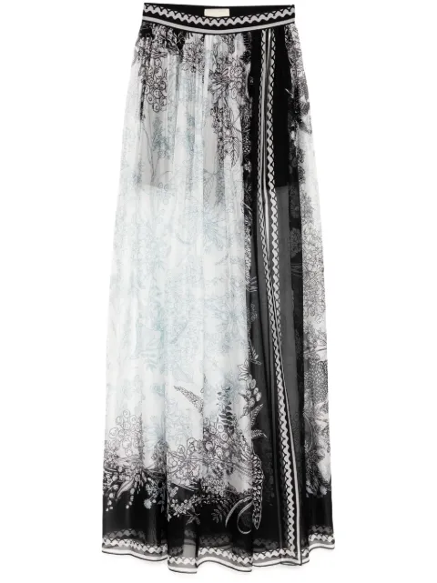 Elie Saab printed chiffon long skirt Black SK117PR25SI001