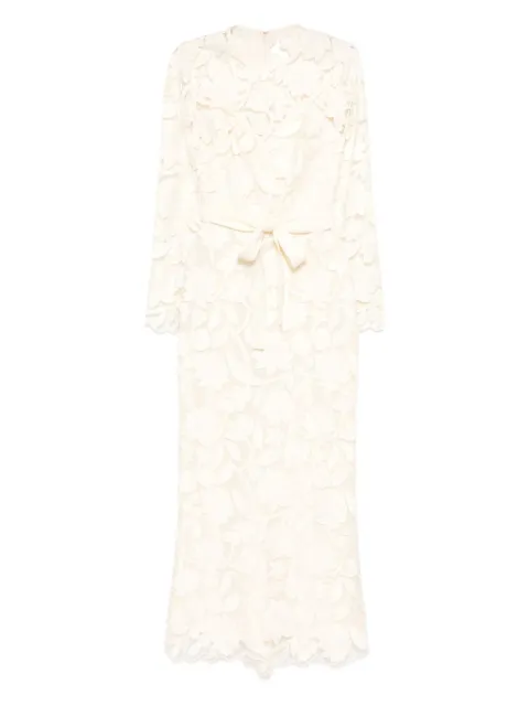 Elie Saab embroidered midi dress Neutrals D0490NR25TU012