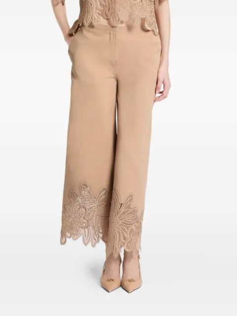 Elie Saab embroidered lace-detailed trousers Neutrals P0079NR25GAE01