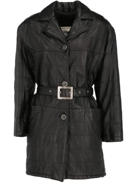 A.N.G.E.L.O. Vintage Cult 1990s leather belted coat Black AN600PB
