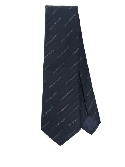 Emporio Armani jacquard-logo silk tie Blue 3400752R605