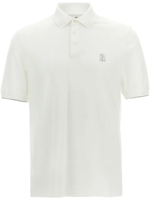 Brunello Cucinelli logo-print polo shirt White ME8548788