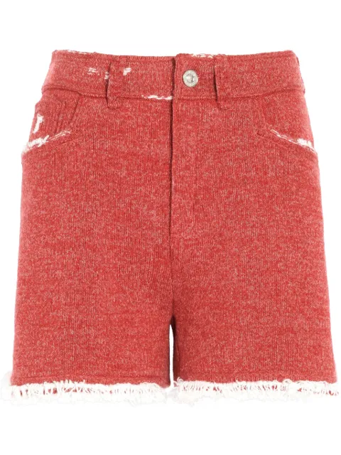 Barrie fine-knit fringe-detail shorts Red C85606