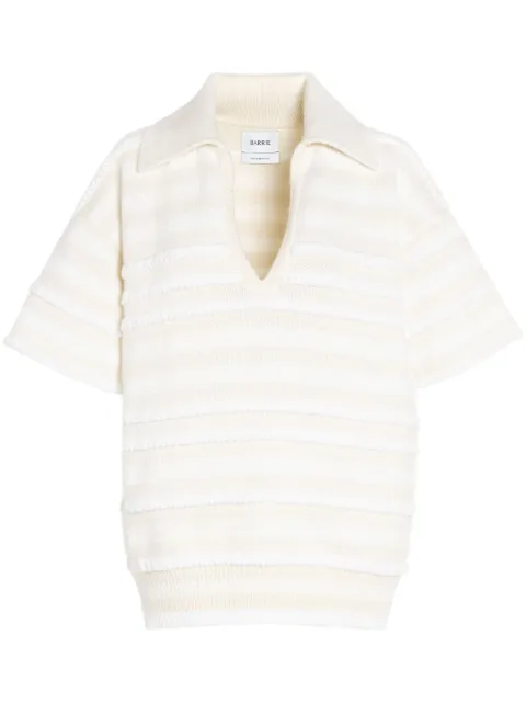 Barrie striped polo top White C284328