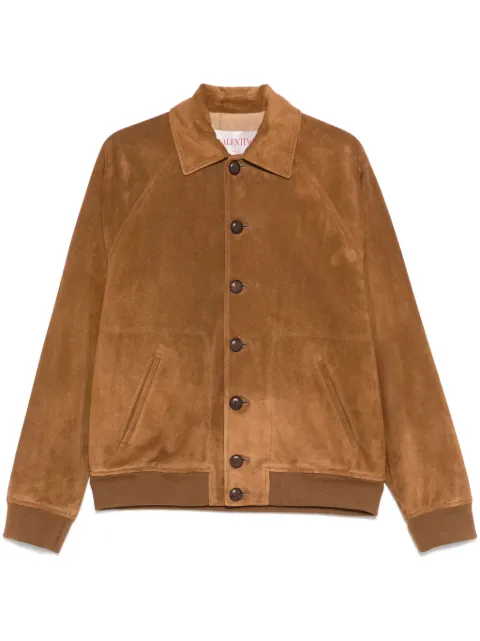 Valentino Garavani suede bomber jacket Brown VNAAJ5AP9
