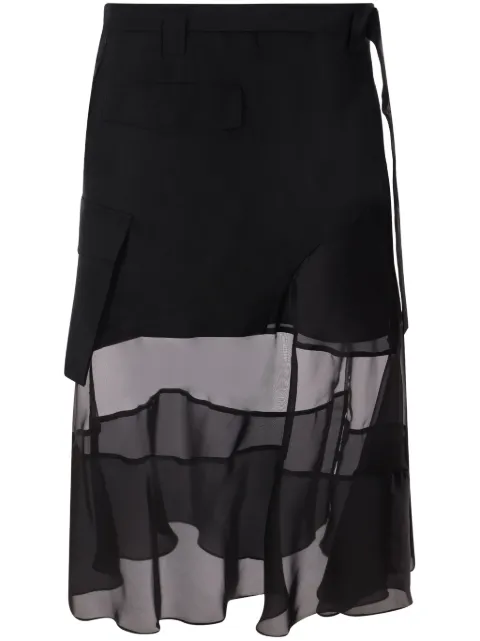 sacai asymmetric midi skirt Black 2507641