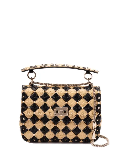 Valentino Garavani medium Spike raffia tote bag Black WB0122QUN