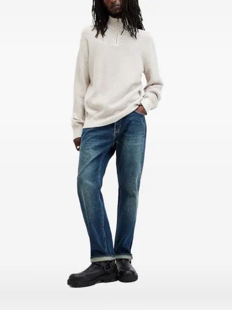 AllSaints half-zip waffle-knit sweater Neutrals M090KB