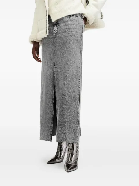 AllSaints Noir acid-wash maxi skirt Black W023RB