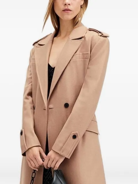 AllSaints belted single-breasted coat Brown W058OA