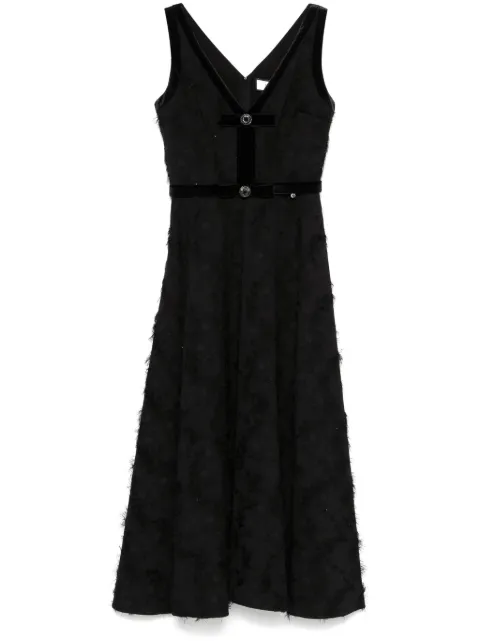 NISSA frayed midi dress Black RS15883BLACK