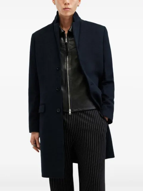AllSaints button-fastening single-breasted coat Blue M005OZ