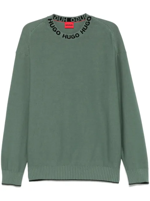 HUGO logo-collar sweater Green 50474813