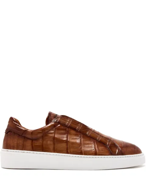 Magnanni crocodile-embossed trainers Brown 26150