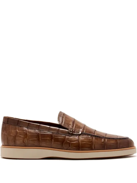 Magnanni embossed crocodile leather loafers Brown 26153