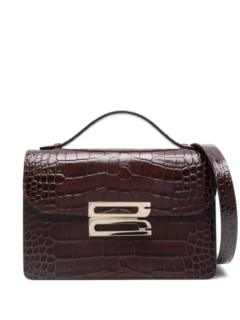 Victoria Beckham embossed-crocodile shoulder bag Brown B125AAC006209A