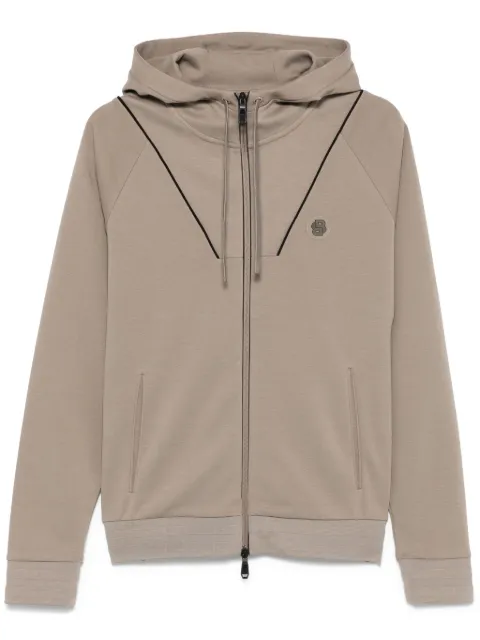 BOSS Double B-monogram zip-up hoodie Grey 50530969