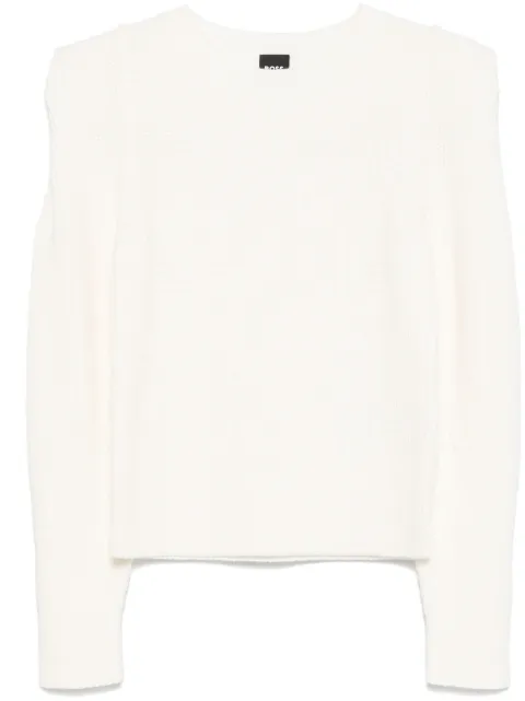 BOSS shoulder-detail knitted sweater White 50530710
