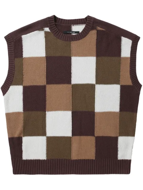 Song For The Mute checked vest Brown 251UKT021CHCKMLT