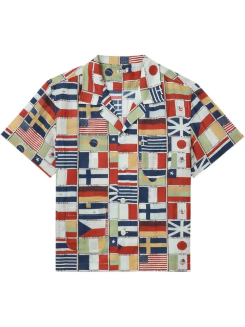 BODE flag-print linen shirt Neutrals MRS25SH018