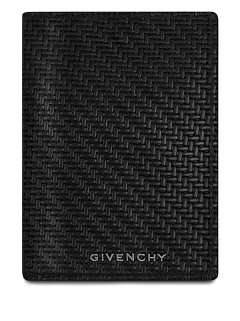 Givenchy braided-leather card holder Black BK608MK1MM100CALFLEATHER