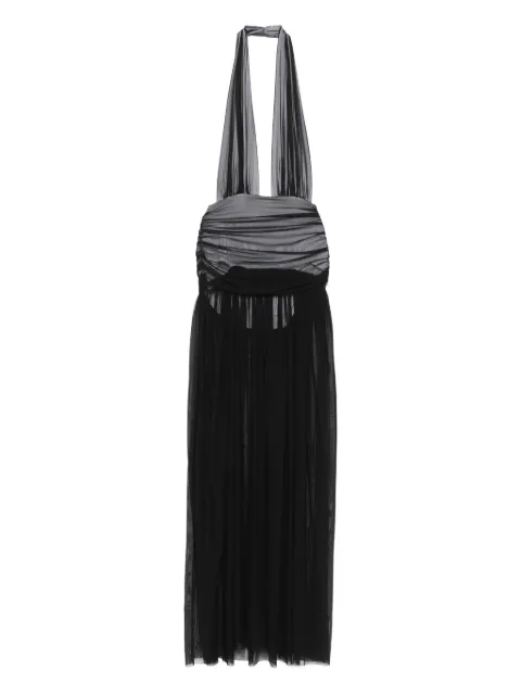 Norma Kamali halterneck shirred maxi dress Black ST2253MSQ48801