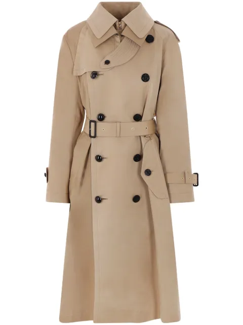 sacai double-breasted twill trench coat Neutrals SCW212